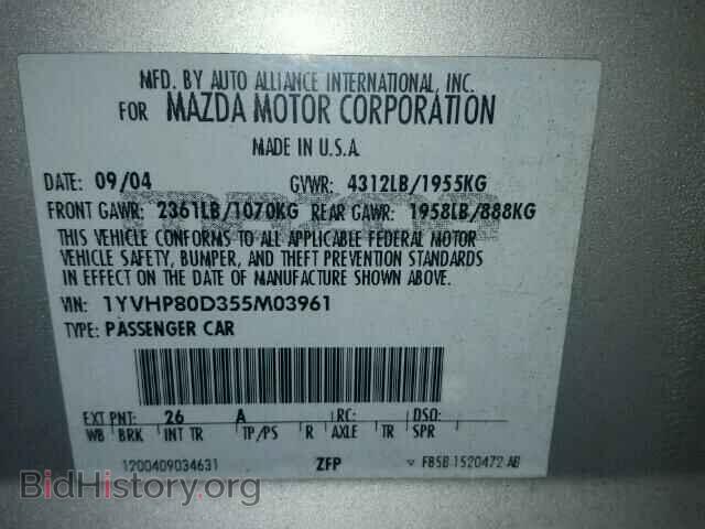 2005 MAZDA 6 - VIN: 1YVHP80D355M03961 - Photo 10