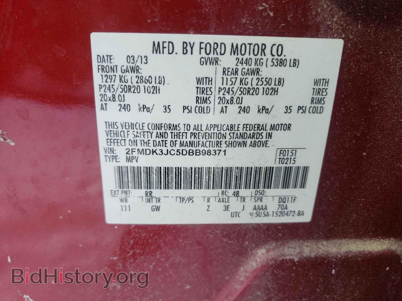 2013 FORD EDGE - VIN: 2FMDK3JC5DBB98371 - Photo 10