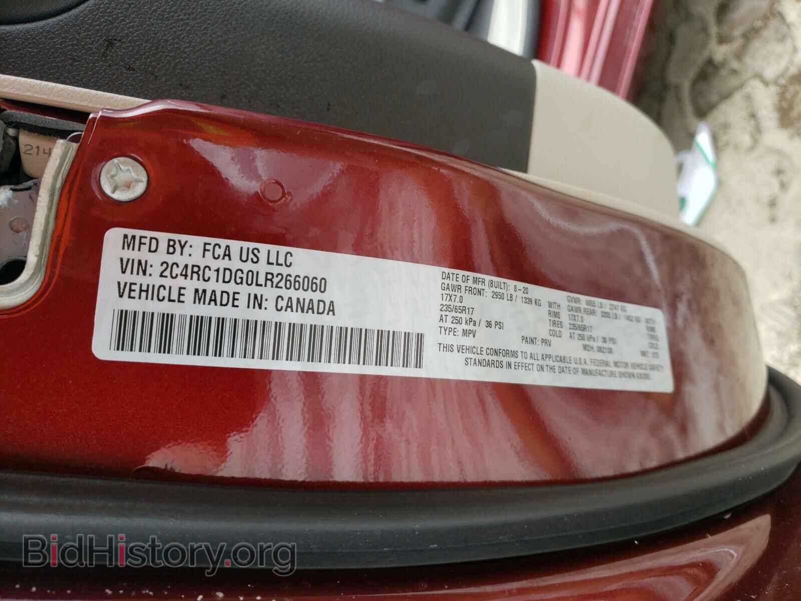2020 CHRYSLER MINIVAN - VIN: 2C4RC1DG0LR266060 - Фото 10