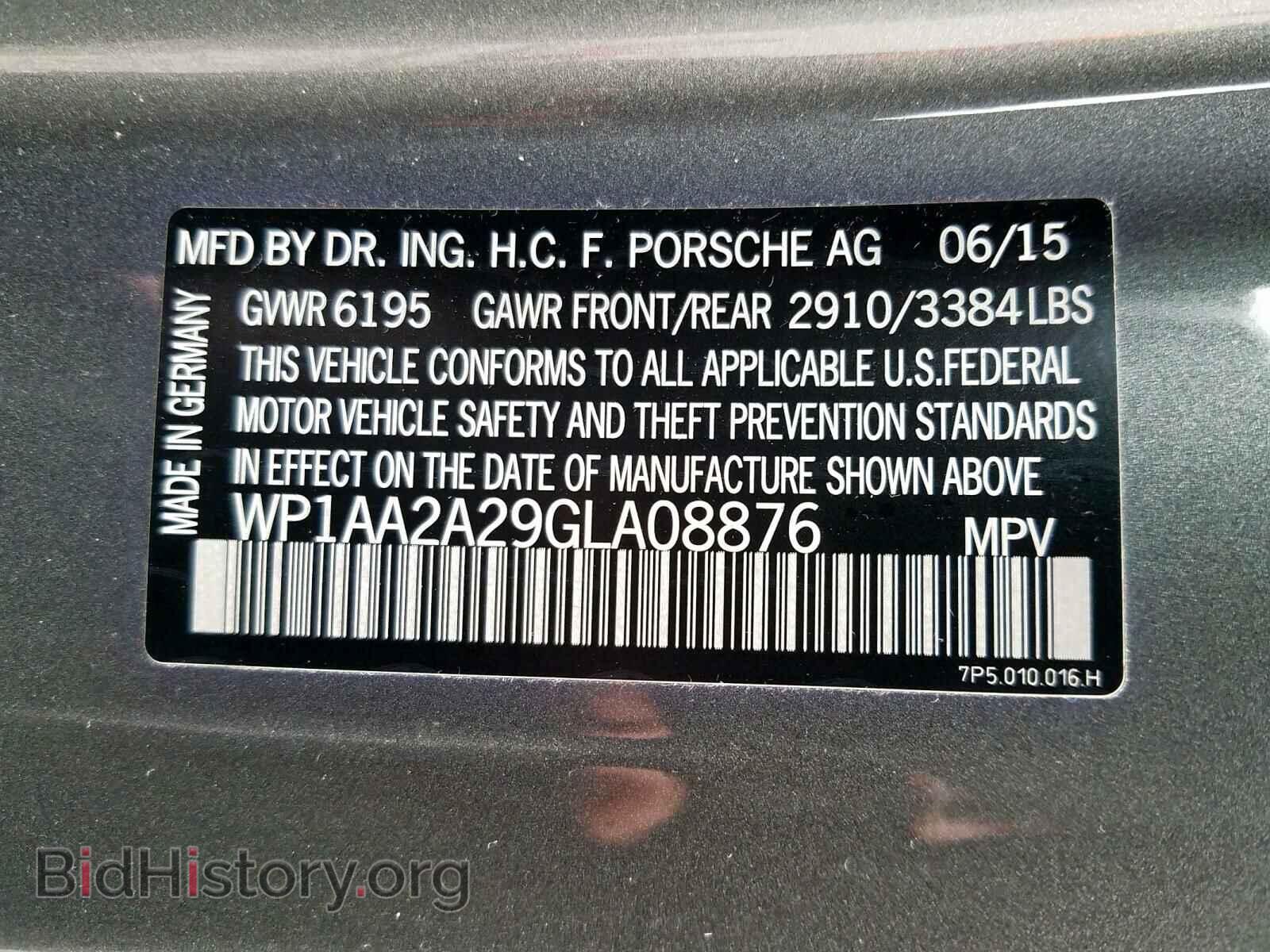 2016 PORSCHE CAYENNE - VIN: WP1AA2A29GLA08876 - Photo 10