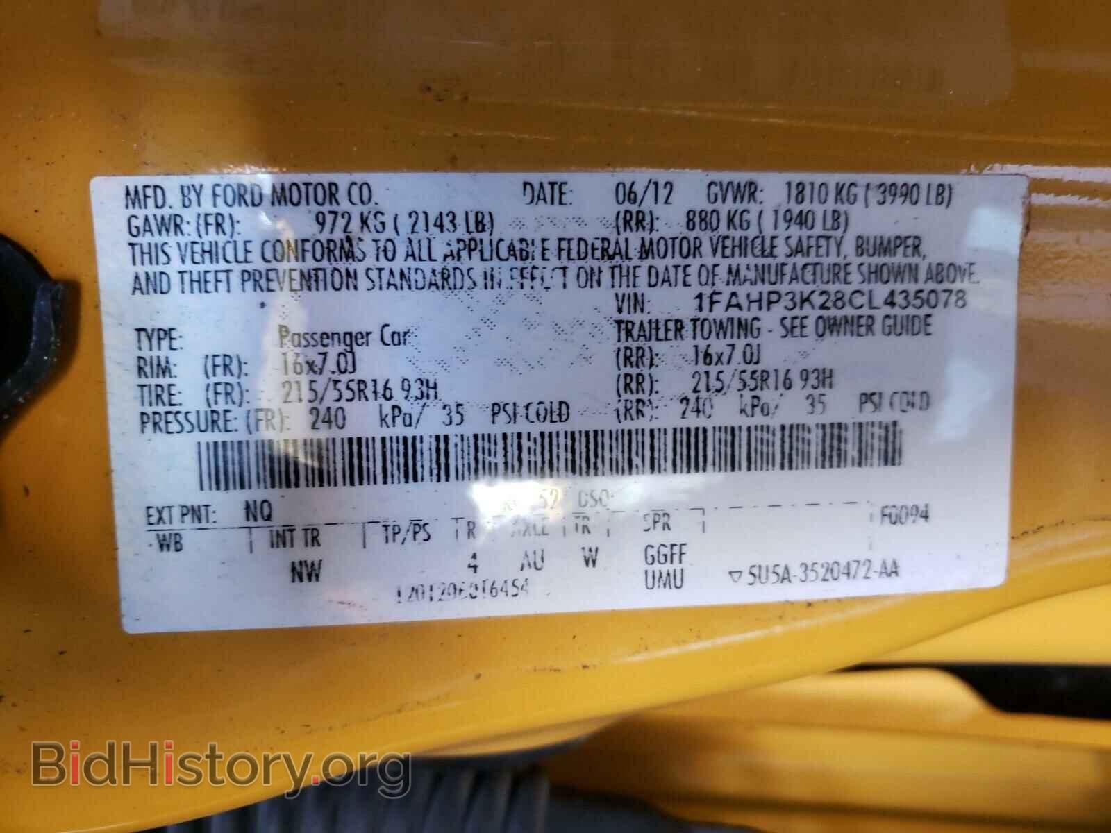 2012 FORD FOCUS - VIN: 1FAHP3K28CL435078 - Фото 10