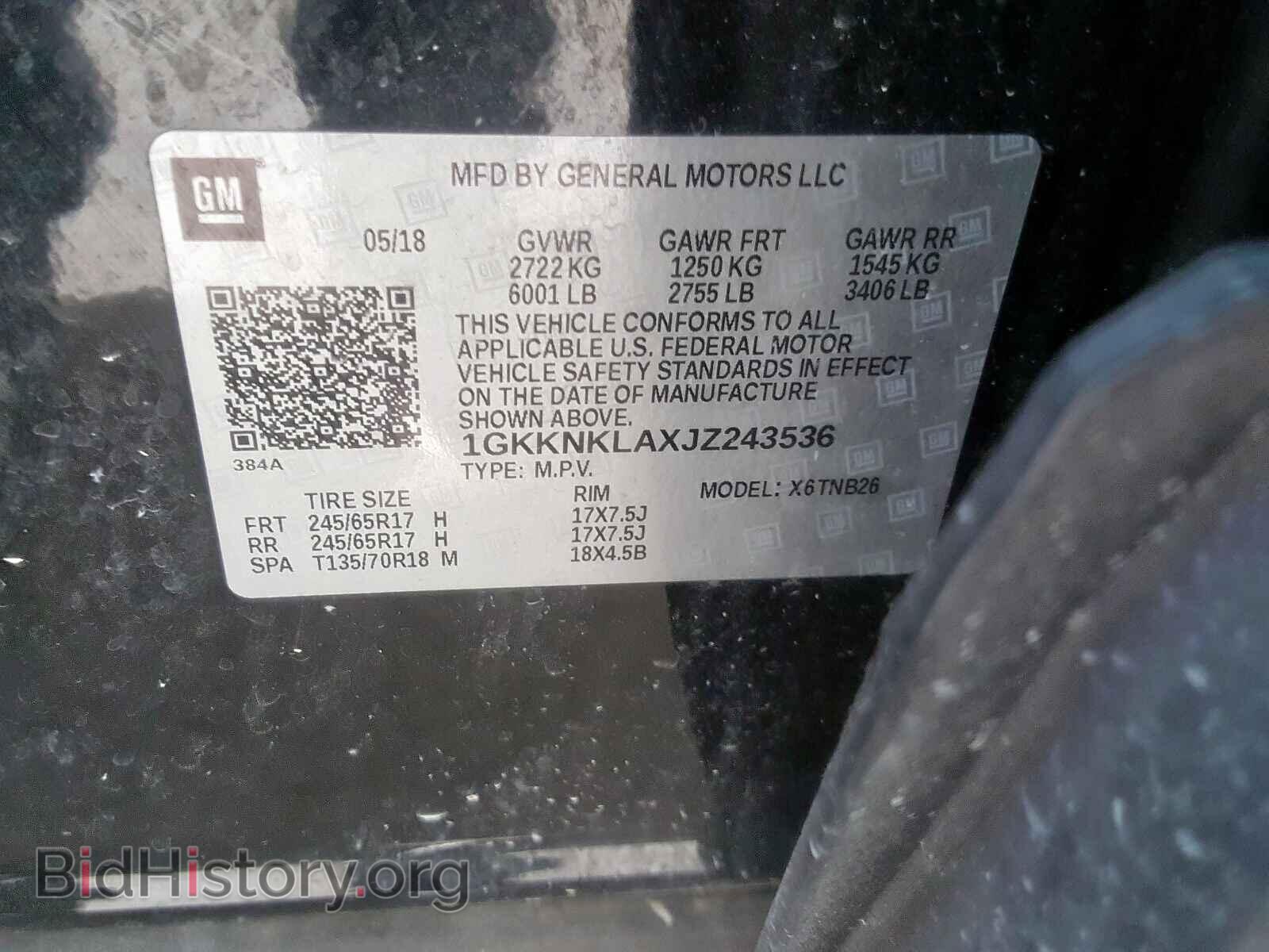 2018 GMC ACADIA - VIN: 1GKKNKLAXJZ243536 - Фото 10