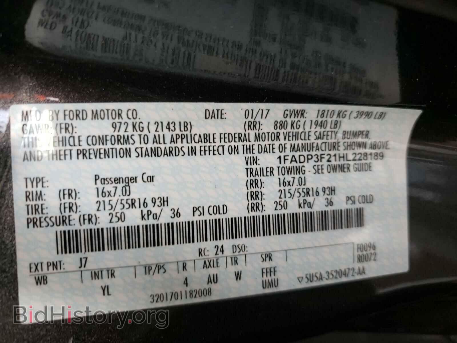 2017 FORD FOCUS - VIN: 1FADP3F21HL228189 - Фото 10