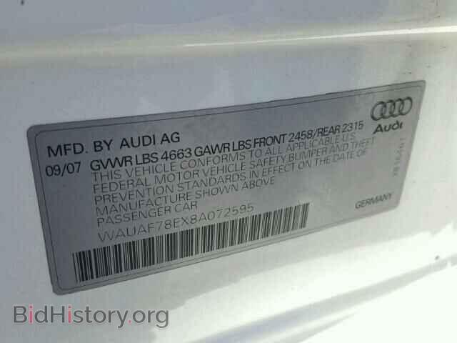 2008 AUDI A4 - VIN: WAUAF78EX8A072595 - Фото 10