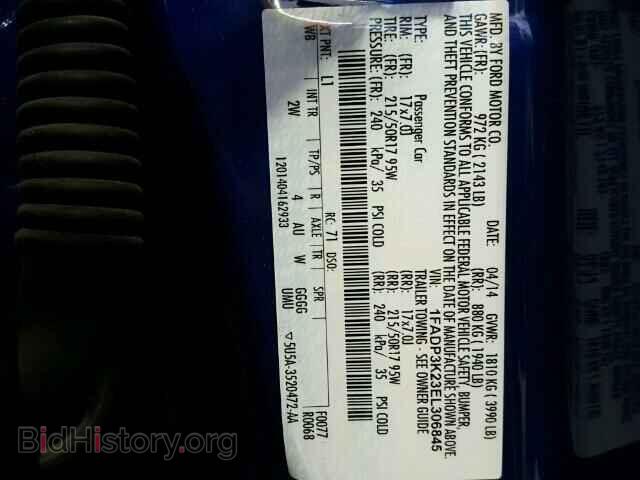 2014 FORD FOCUS - VIN: 1FADP3K23EL306845 - Фото 10