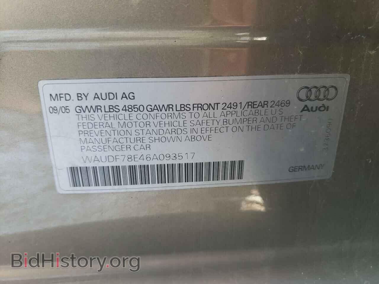 2006 AUDI A4 - VIN: WAUDF78E46A093517 - Фото 10