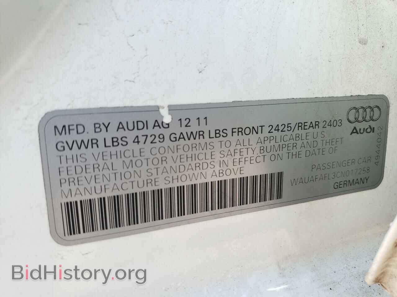 2012 AUDI A4 - VIN: WAUAFAFL3CN017258 - Photo 10