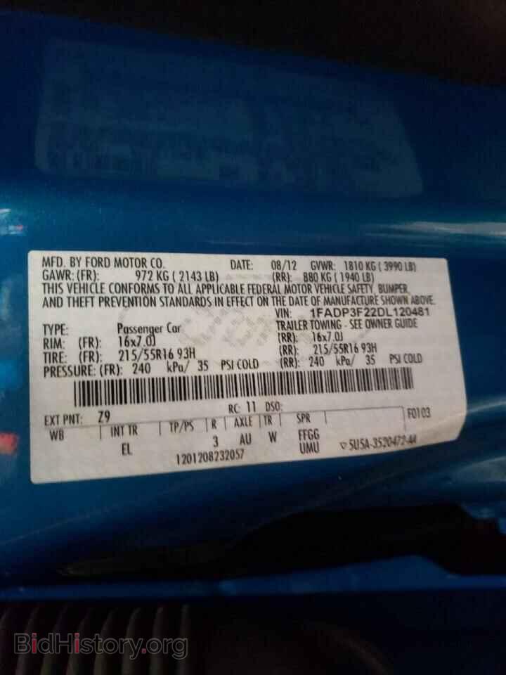 2013 FORD FOCUS - VIN: 1FADP3F22DL120481 - Фото 10