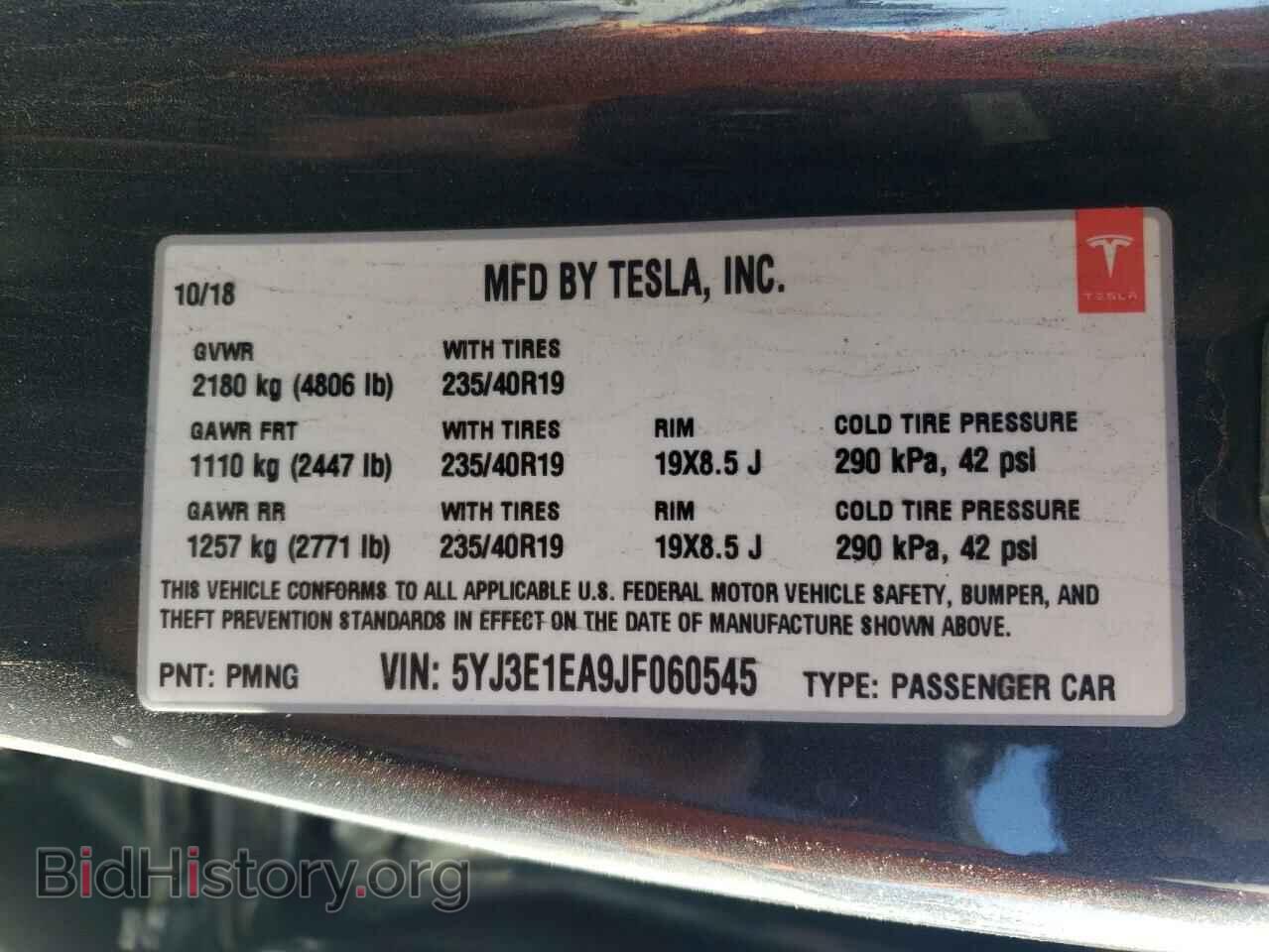2018 TESLA MODEL 3 - VIN: 5YJ3E1EA9JF060545 - Photo 10