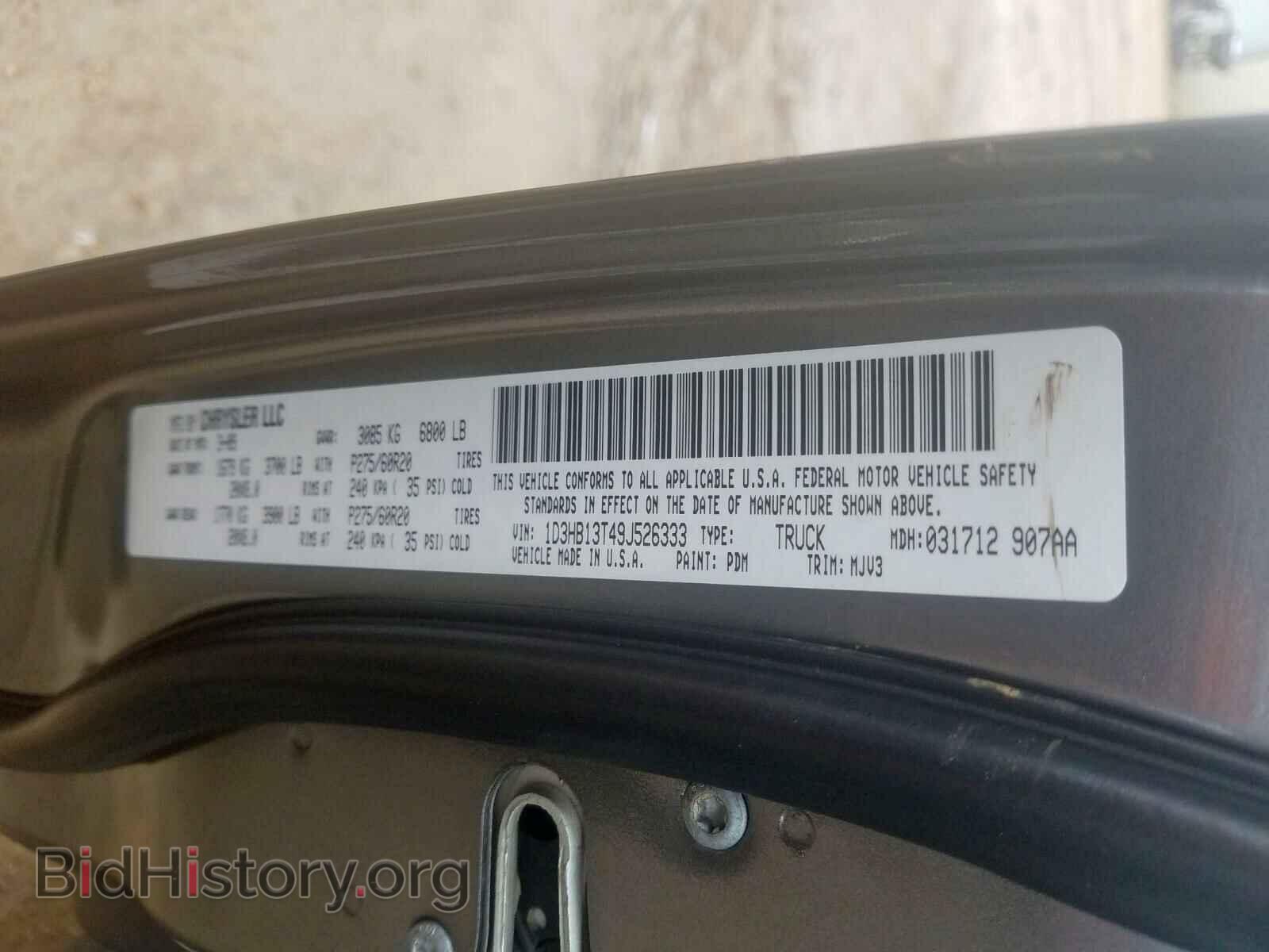 2009 DODGE RAM 1500 - VIN: 1D3HB13T49J526333 - Фото 10