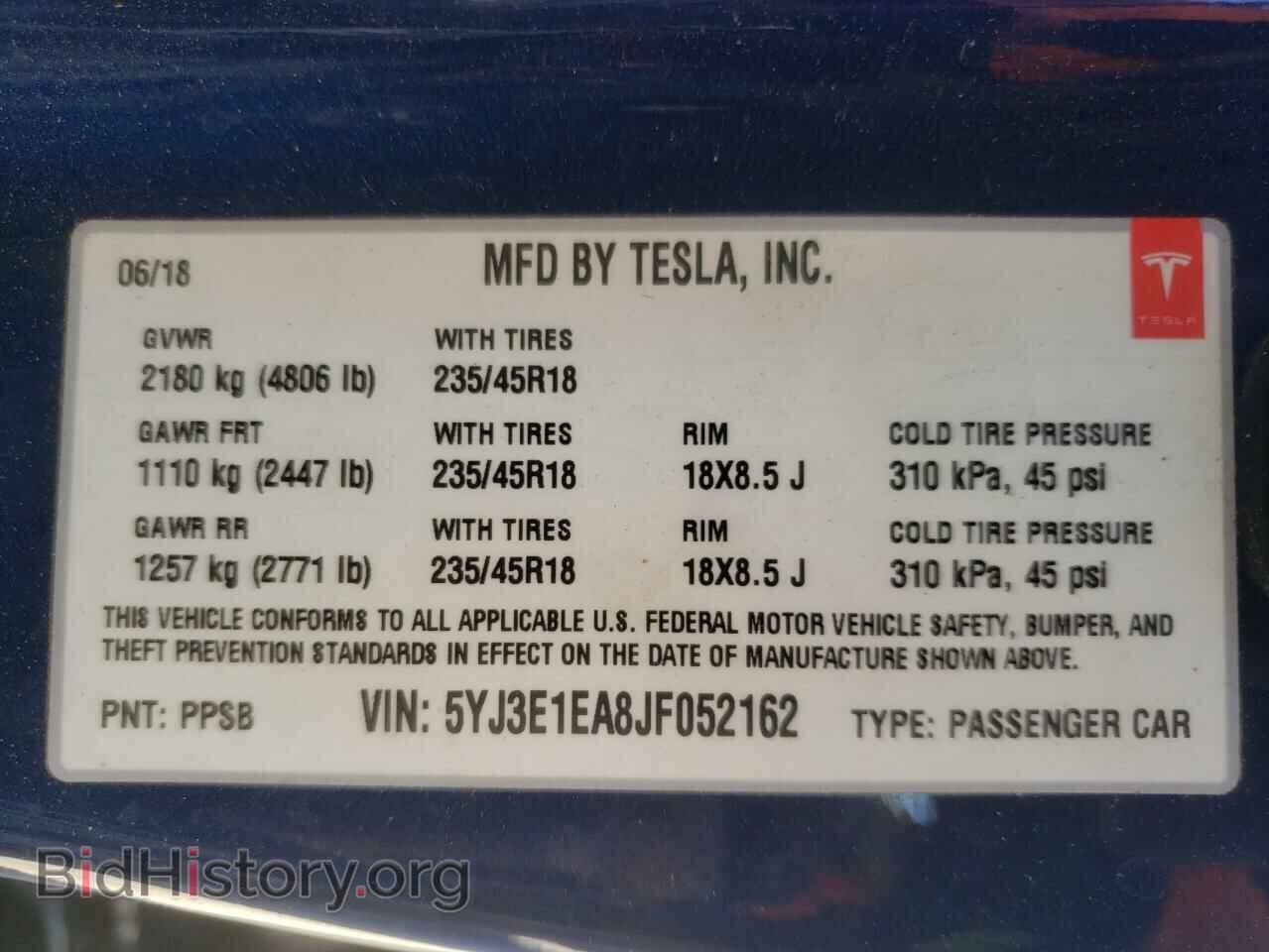 2018 TESLA MODEL 3 - VIN: 5YJ3E1EA8JF052162 - Photo 10