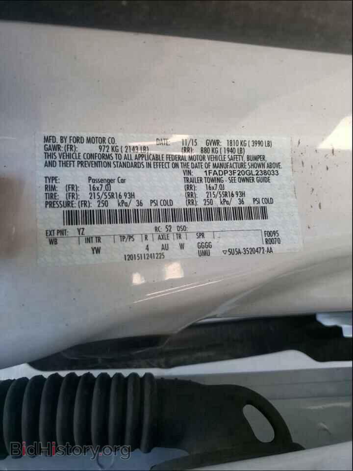 2016 FORD FOCUS - VIN: 1FADP3F20GL238033 - Фото 10