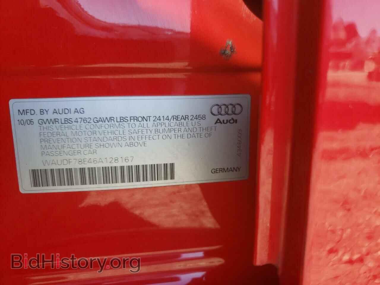 2006 AUDI A4 - VIN: WAUDF78E46A128167 - Фото 10