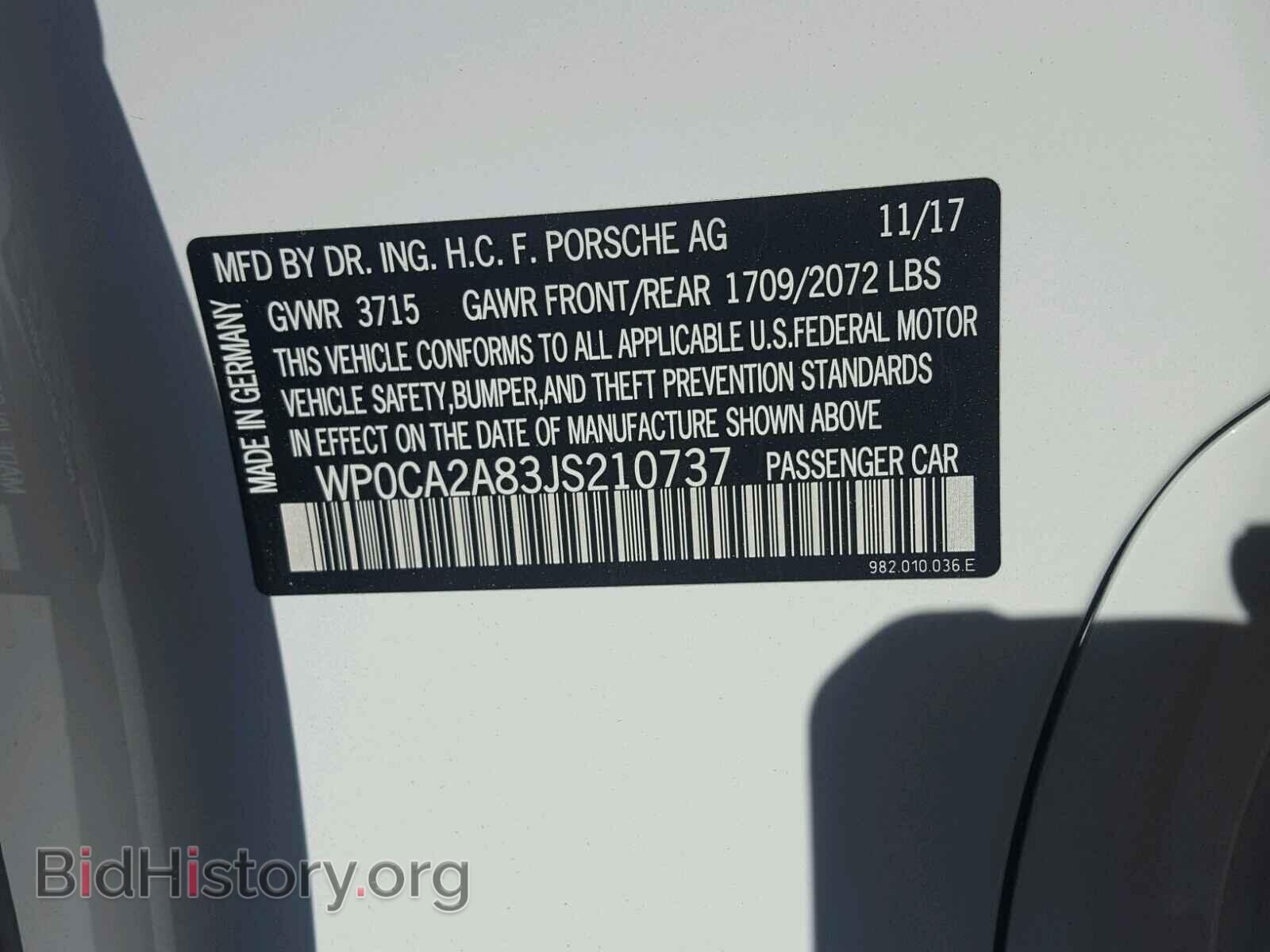 2018 PORSCHE BOXSTER - VIN: WP0CA2A83JS210737 - Фото 10