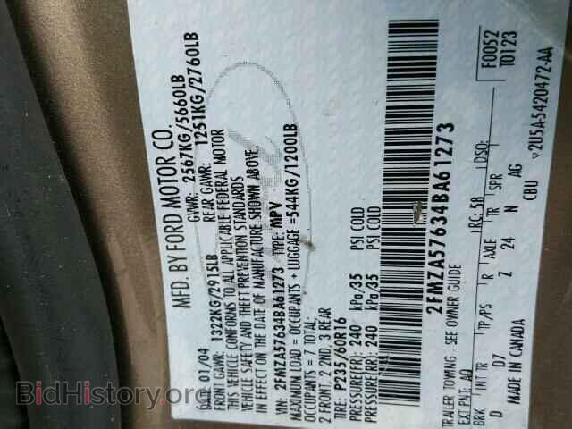 2004 FORD FREESTAR - VIN: 2FMZA57634BA61273 - Фото 10