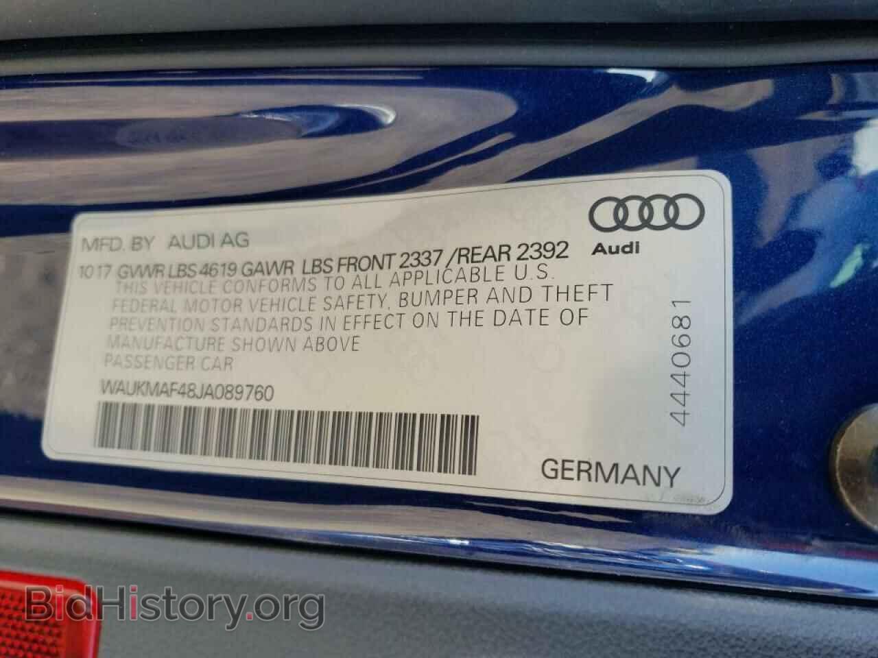2018 AUDI A4 - VIN: WAUKMAF48JA089760 - Фото 10