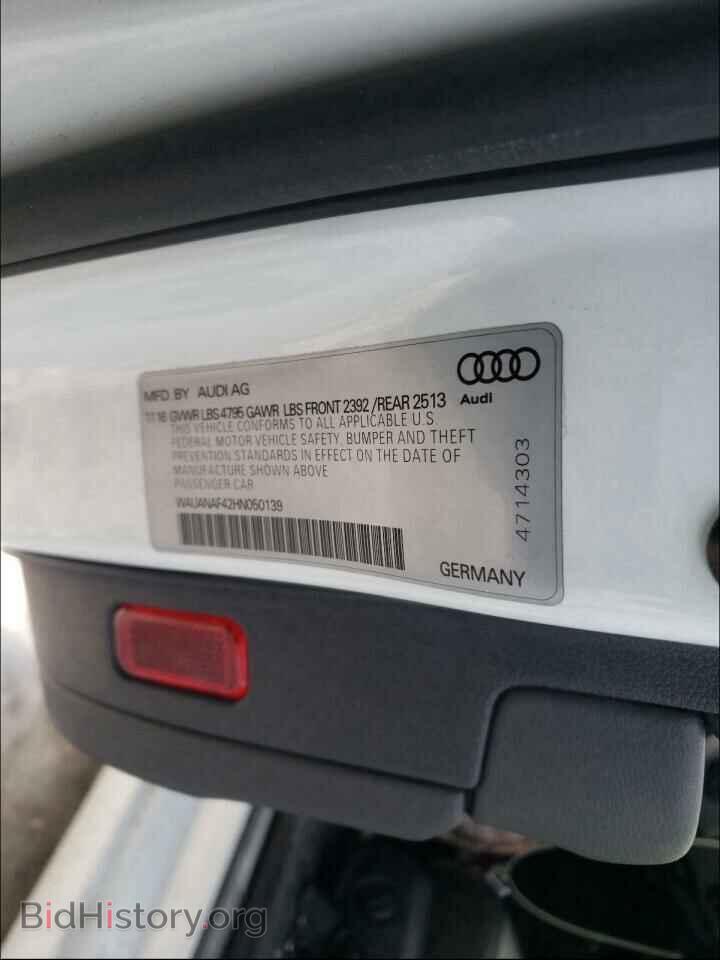 2017 AUDI A4 - VIN: WAUANAF42HN050139 - Фото 10