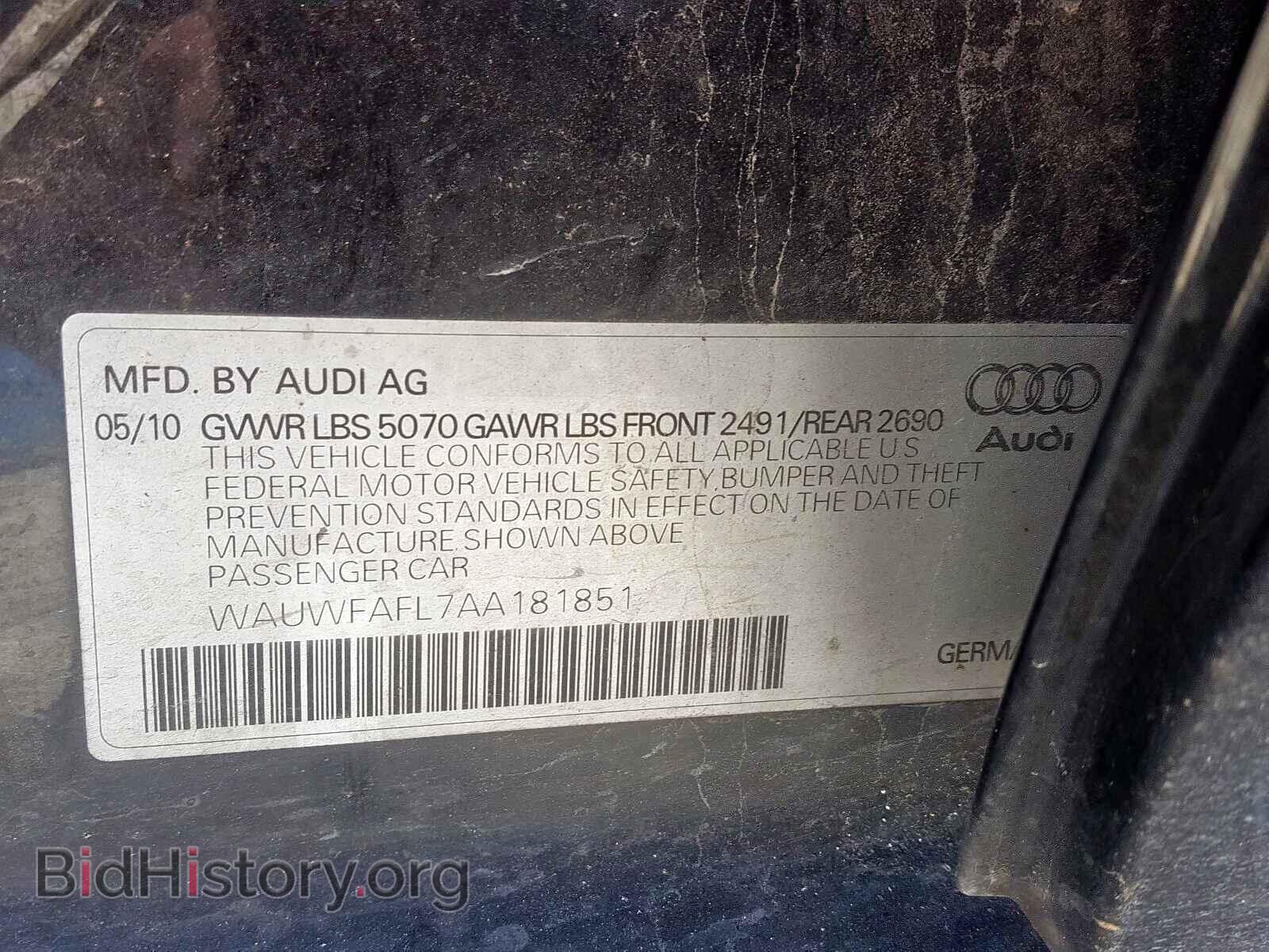 2010 AUDI A4 - VIN: WAUWFAFL7AA181851 - Фото 10