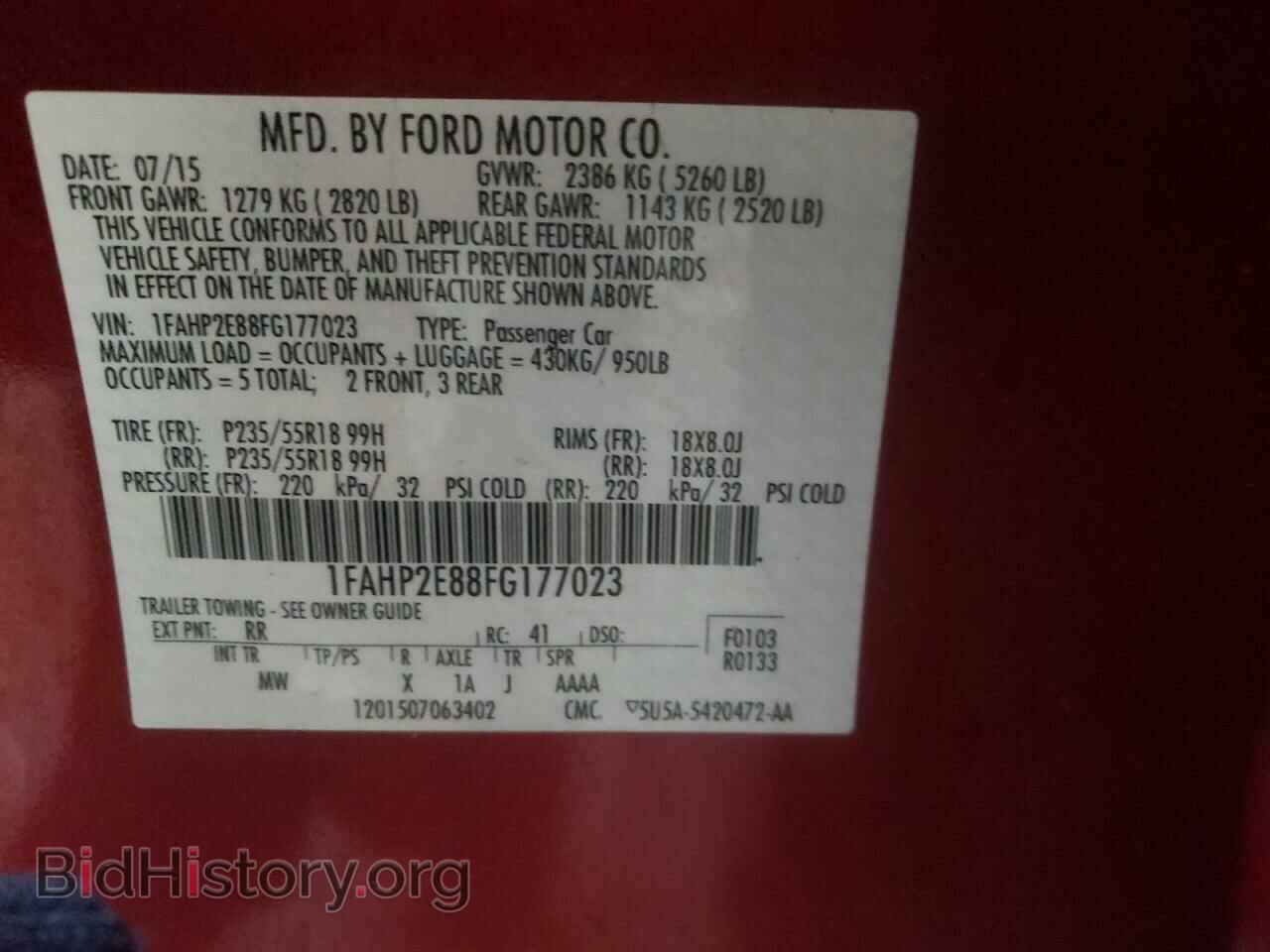 2015 FORD TAURUS - VIN: 1FAHP2E88FG177023 - Фото 10