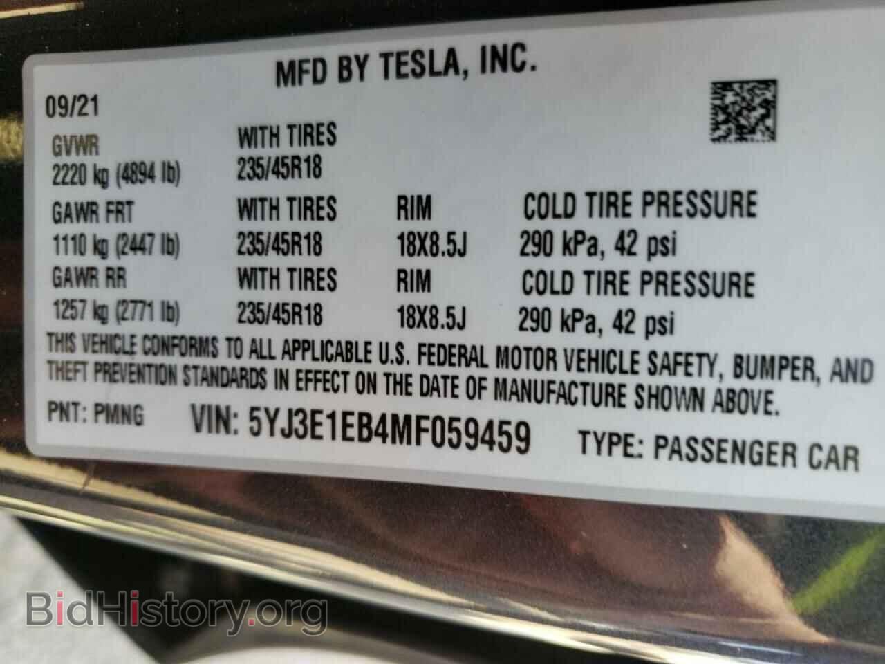 2021 TESLA MODEL 3 - VIN: 5YJ3E1EB4MF059459 - Photo 10