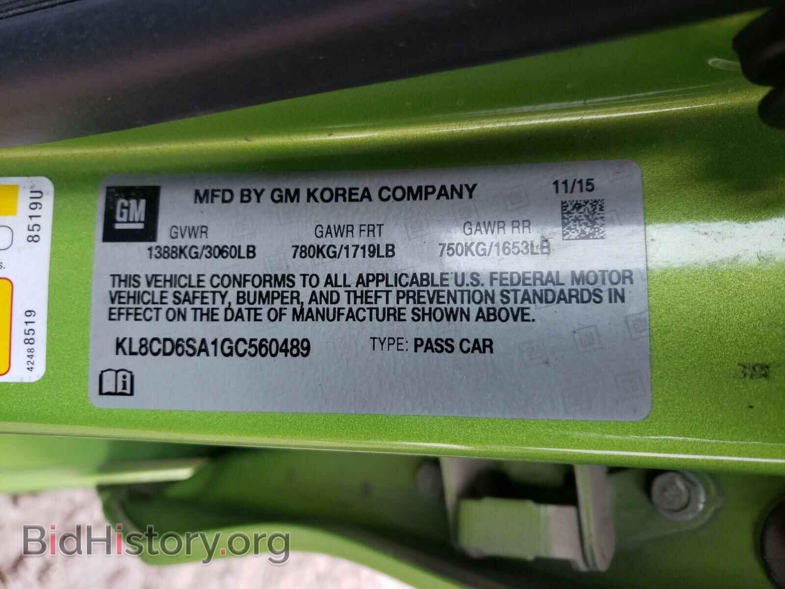 2016 CHEVROLET SPARK - VIN: KL8CD6SA1GC560489 - Фото 10