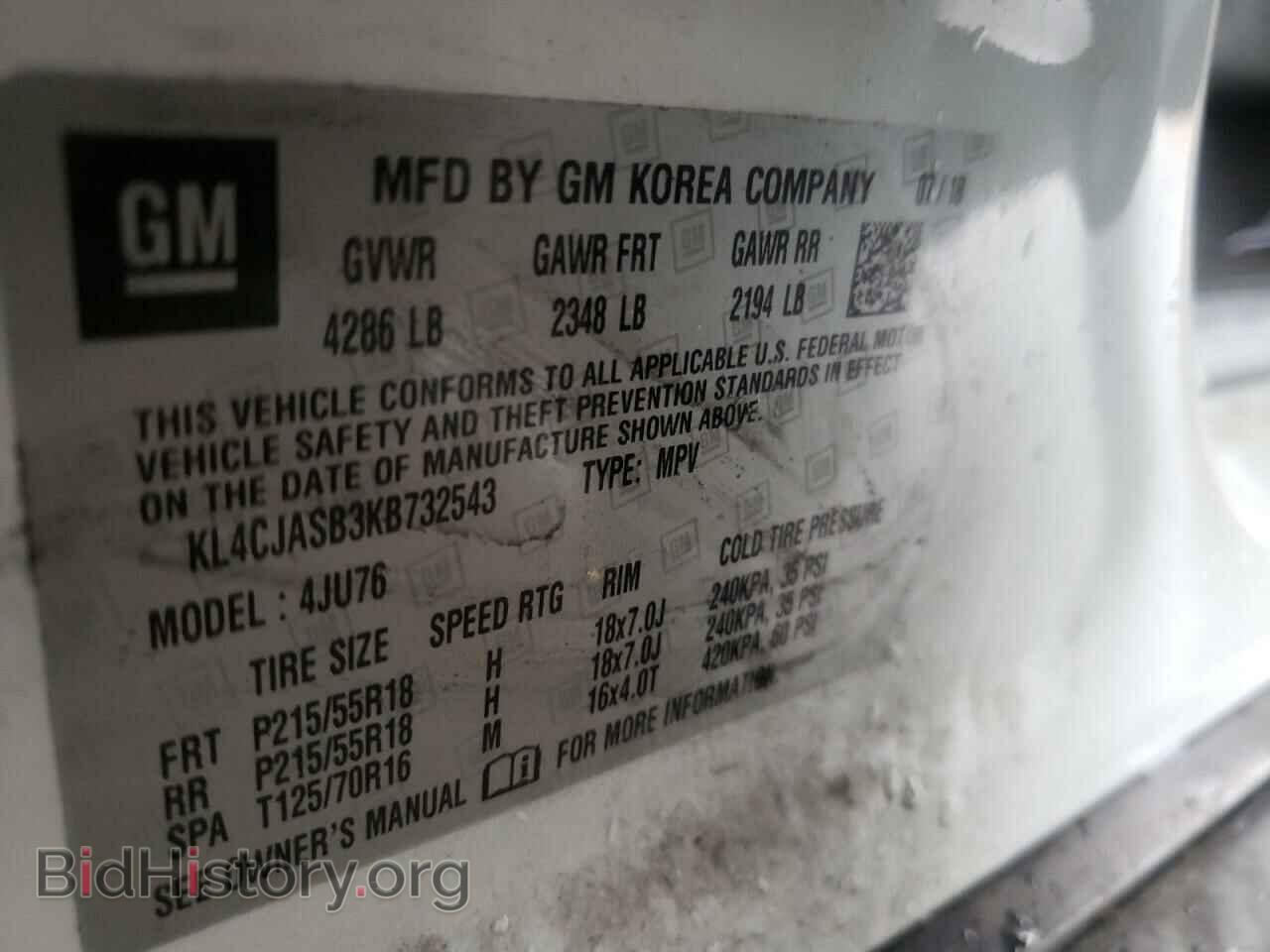 2019 BUICK ENCORE - VIN: KL4CJASB3KB732543 - Фото 10