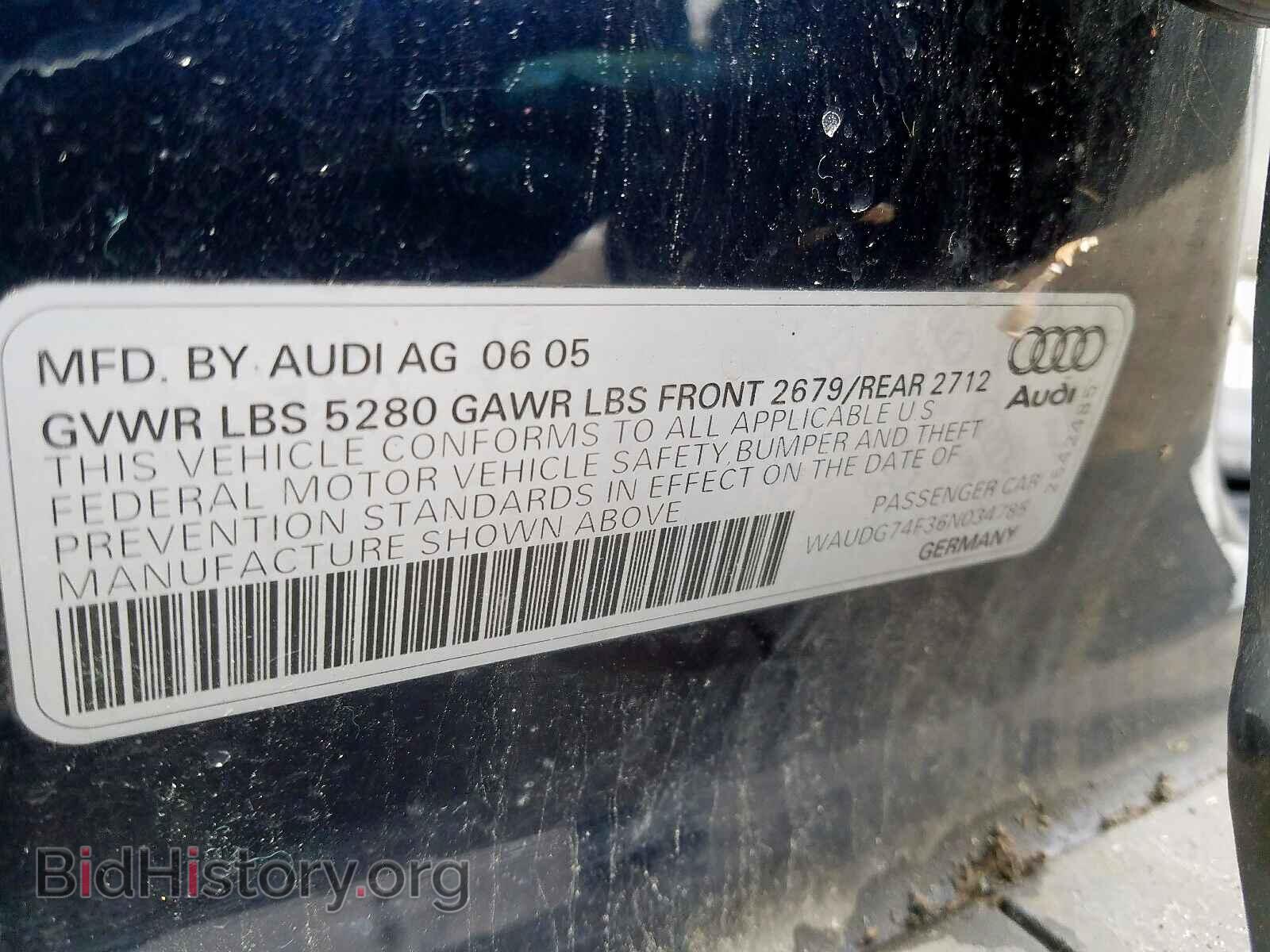 2006 AUDI A6 - VIN: WAUDG74F36N034785 - Фото 10