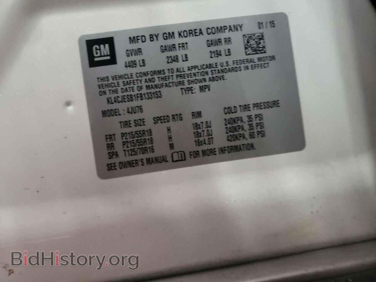 2015 BUICK ENCORE - VIN: KL4CJESB1FB133153 - Photo 10