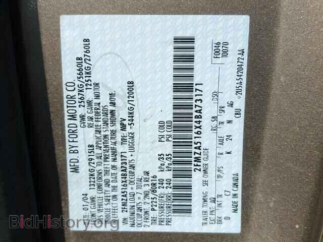2004 FORD FREESTAR - VIN: 2FMZA516X4BA73171 - Фото 10
