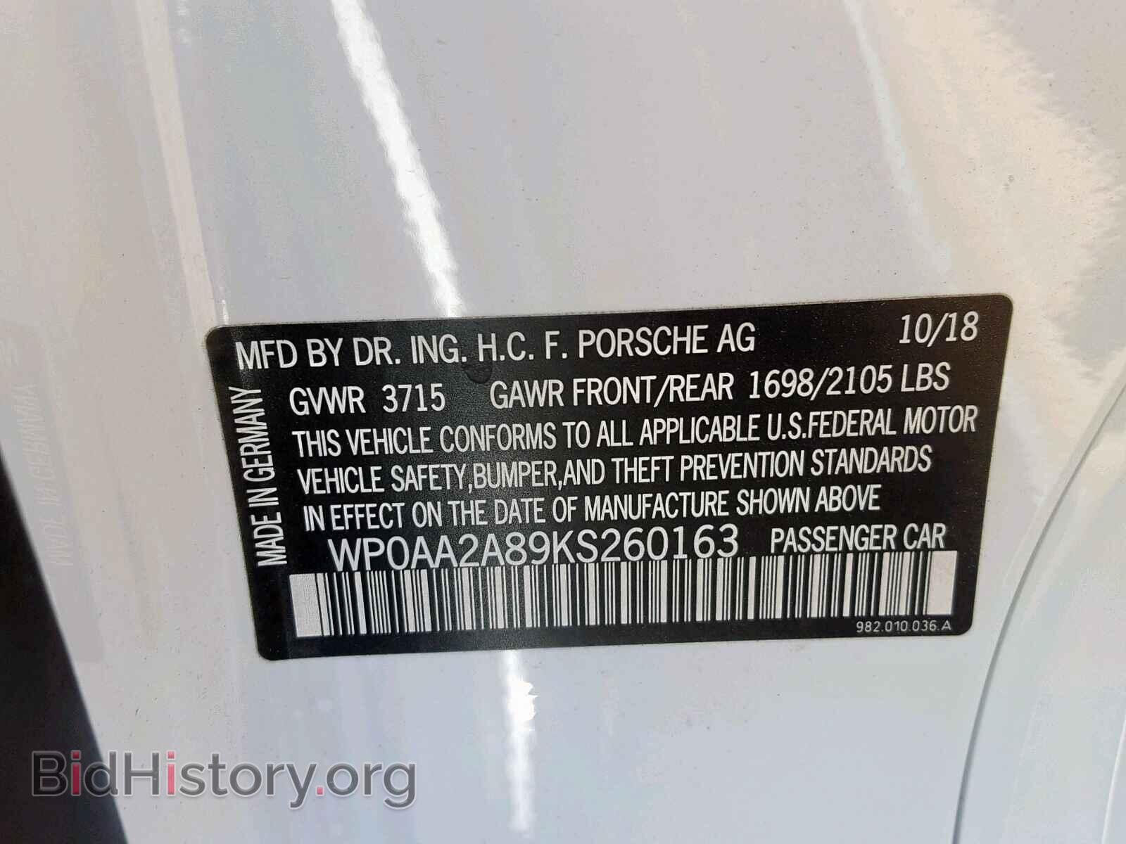 2019 PORSCHE CAYMAN BAS - VIN: WP0AA2A89KS260163 - Photo 10