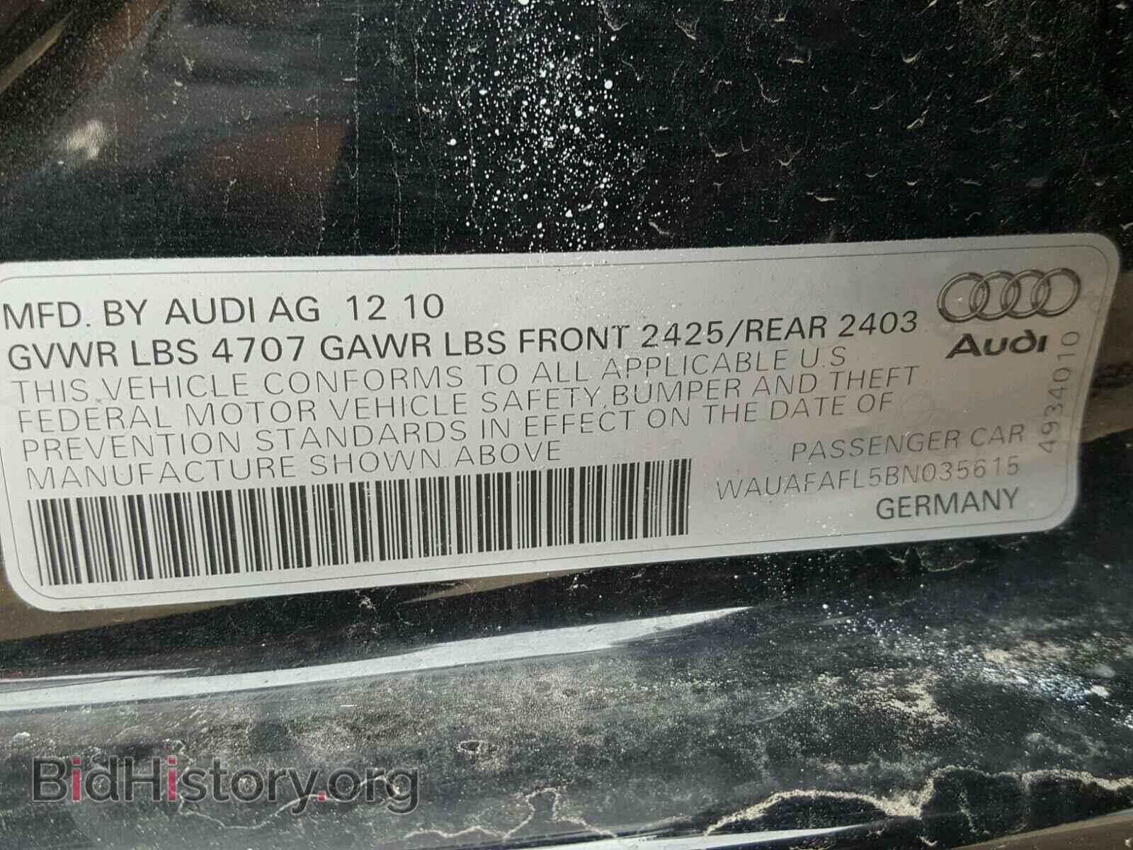 2011 AUDI A4 - VIN: WAUAFAFL5BN035615 - Фото 10