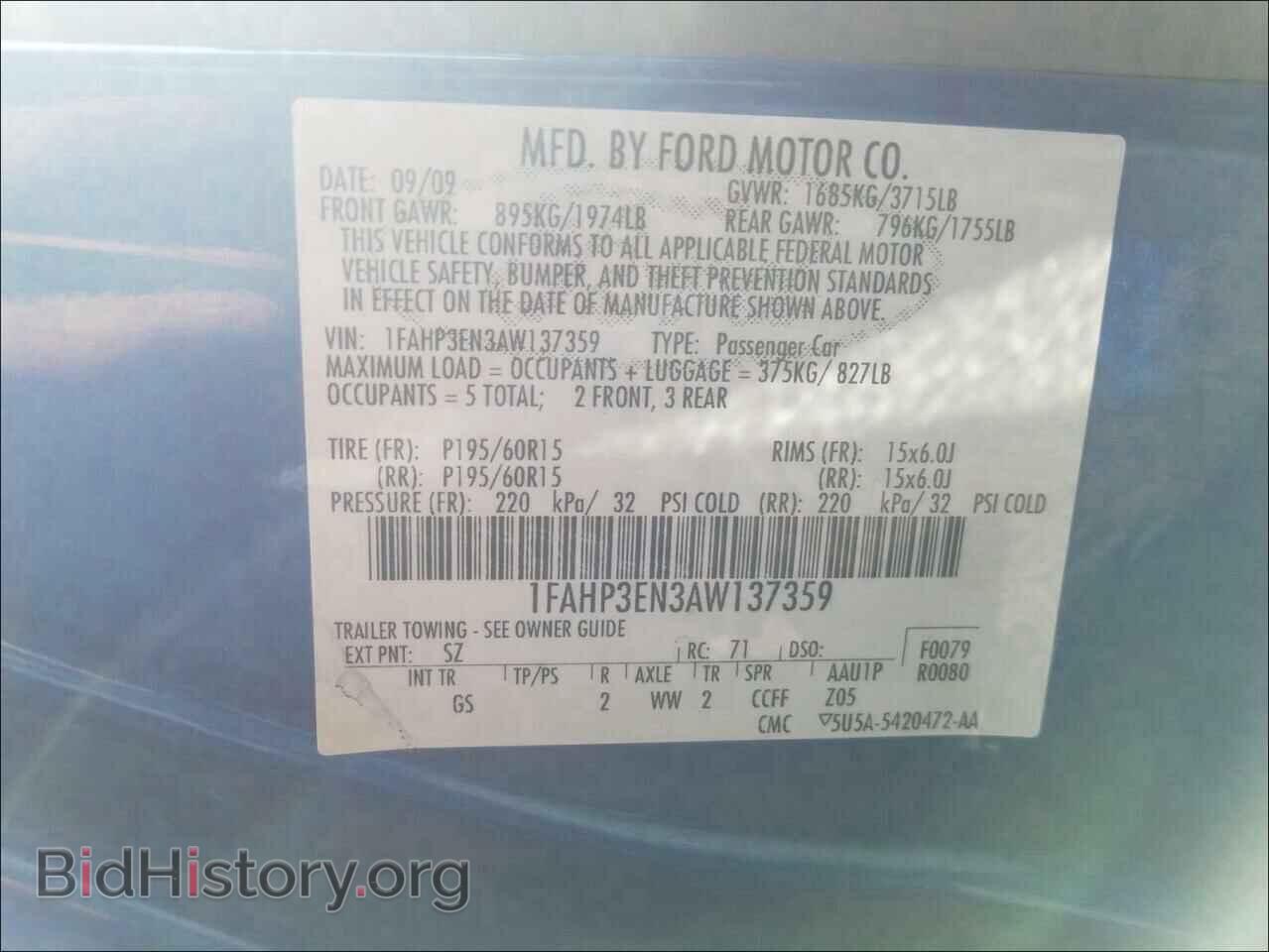 2010 FORD FOCUS - VIN: 1FAHP3EN3AW137359 - Фото 10