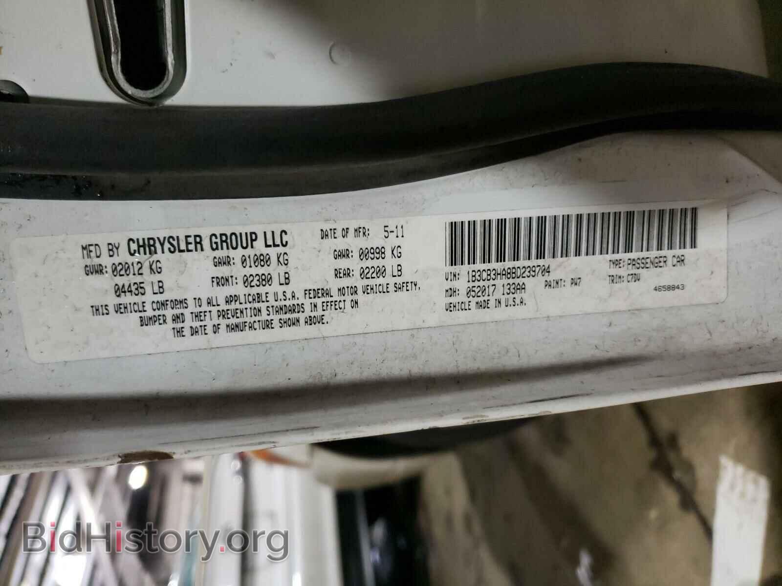2011 DODGE CALIBER - VIN: 1B3CB3HA8BD239704 - Фото 10