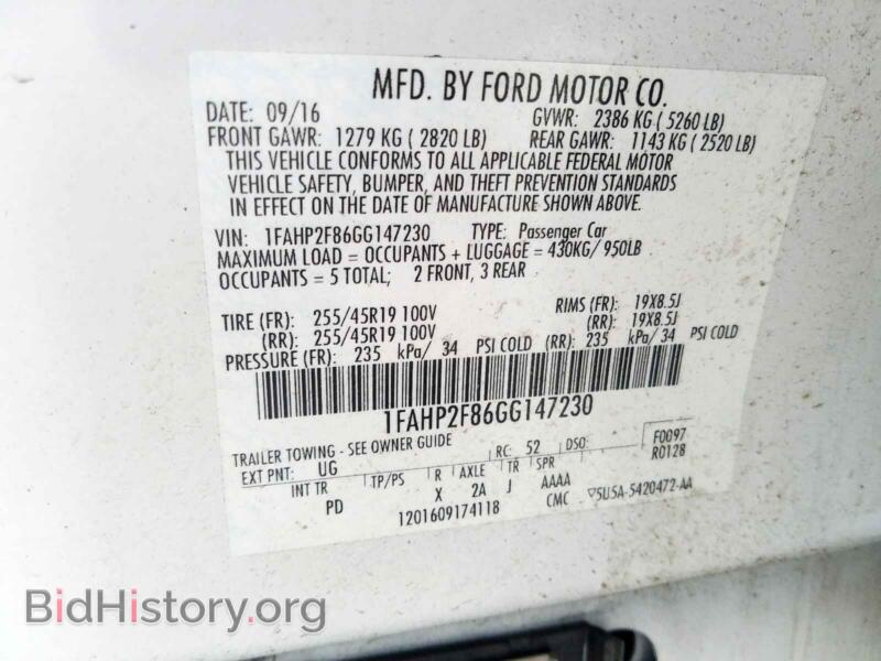 2016 Ford TAURUS (VIN 1FAHP2F86GG147230) — photo 10 of 10