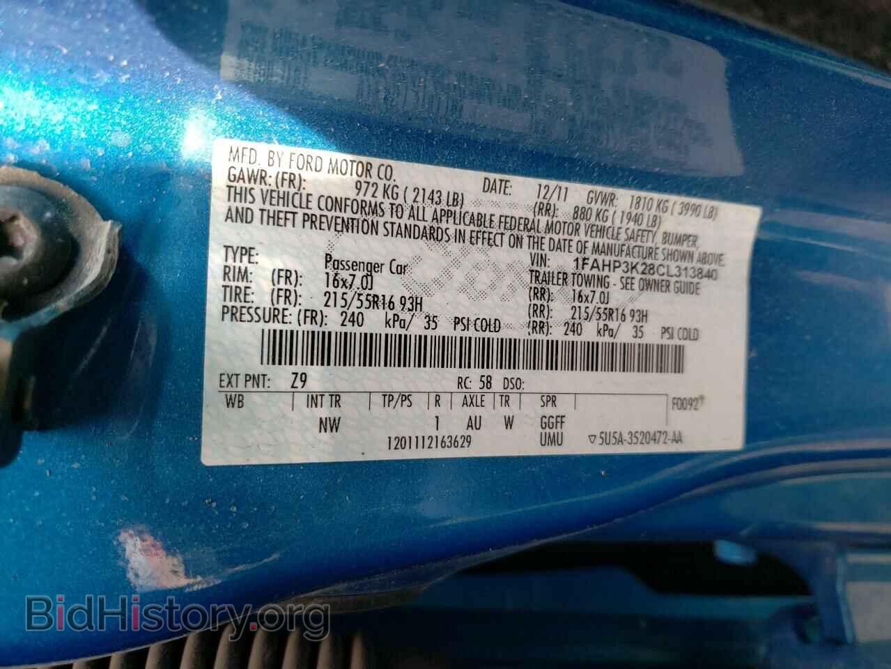 2012 FORD FOCUS - VIN: 1FAHP3K28CL313840 - Фото 10