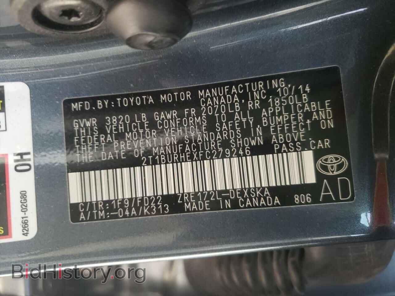 2015 TOYOTA COROLLA - VIN: 2T1BURHEXFC279246 - Фото 10