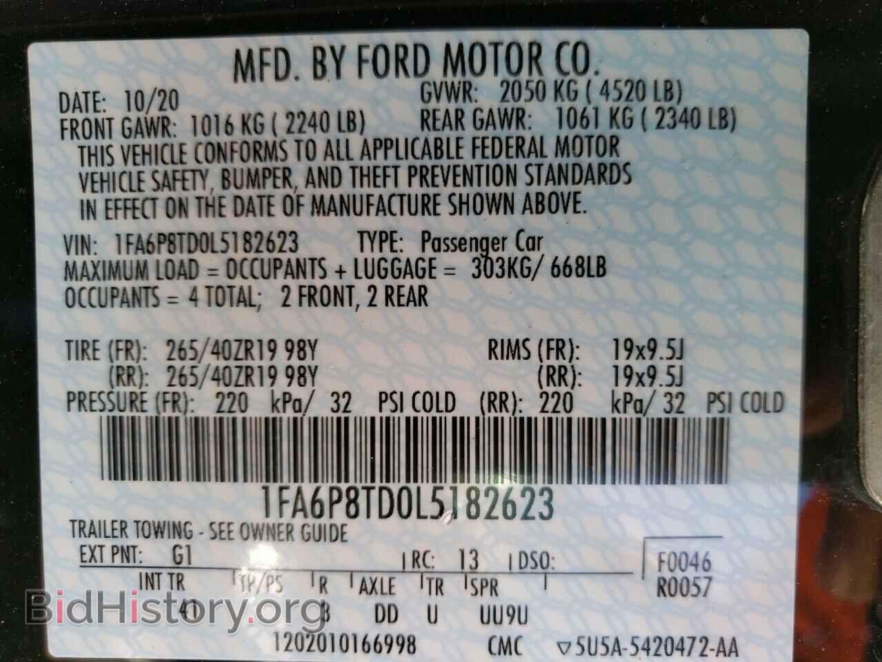 2020 FORD MUSTANG - VIN: 1FA6P8TD0L5182623 - Фото 10