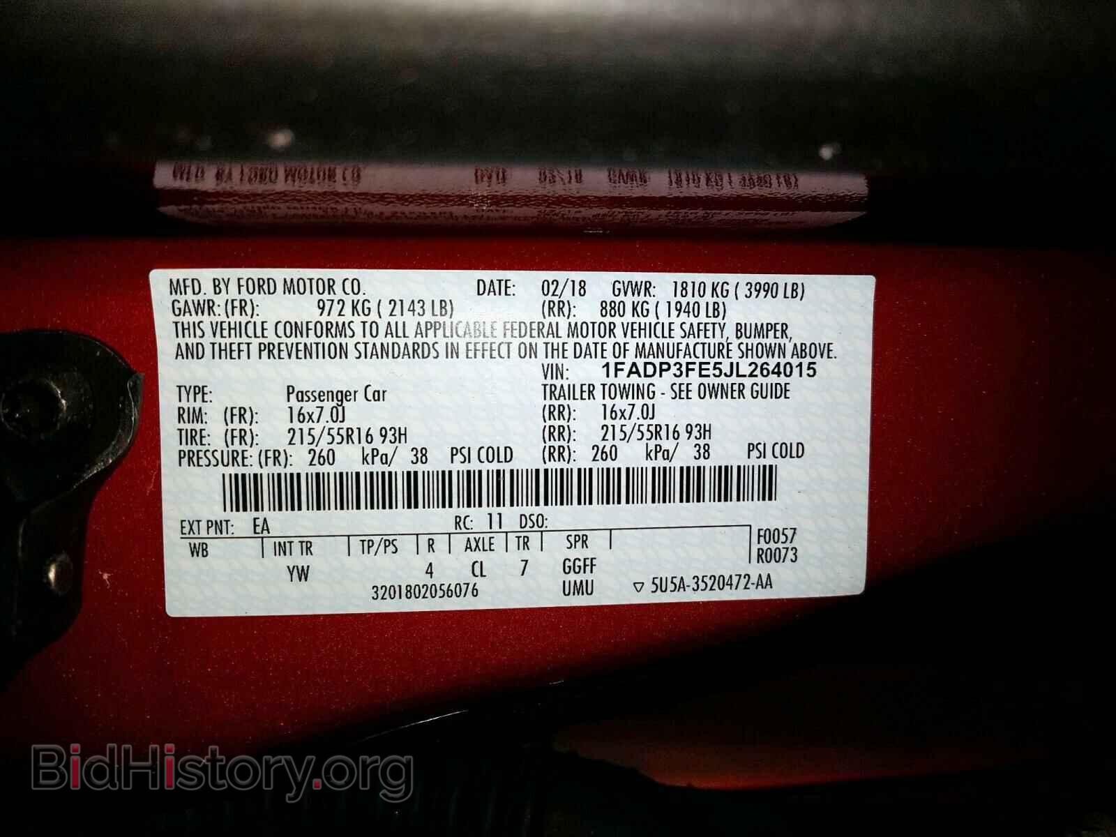 2018 FORD FOCUS - VIN: 1FADP3FE5JL264015 - Фото 10