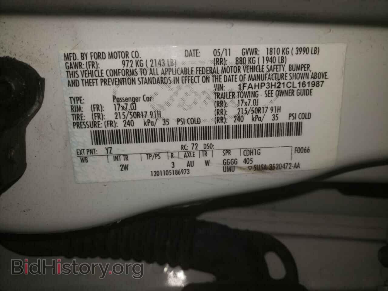 2012 FORD FOCUS - VIN: 1FAHP3H21CL161987 - Фото 10