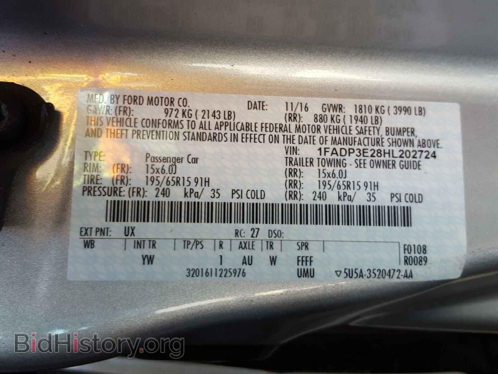 2017 FORD FOCUS - VIN: 1FADP3E28HL202724 - Фото 10