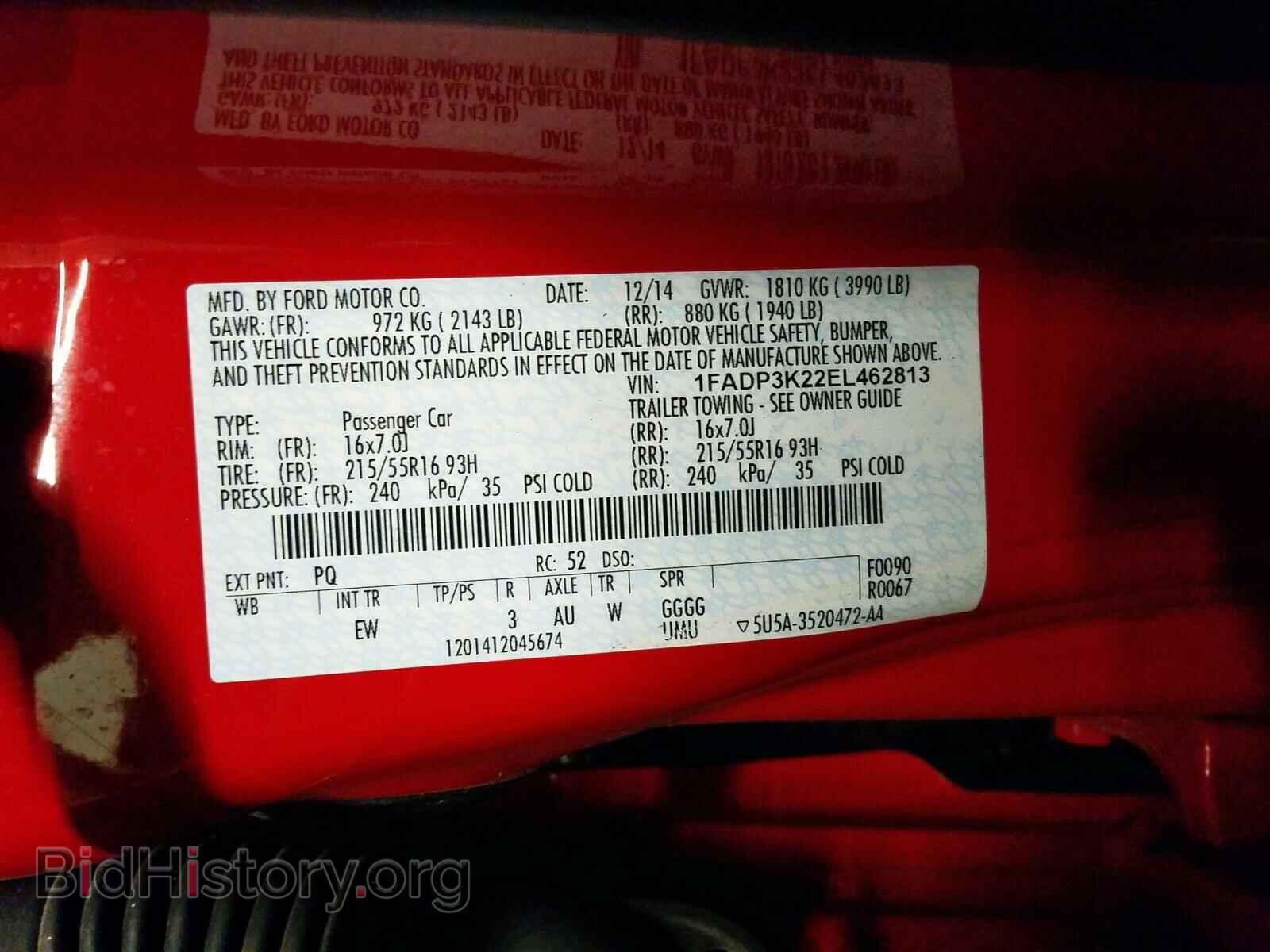 2014 FORD FOCUS - VIN: 1FADP3K22EL462813 - Фото 10