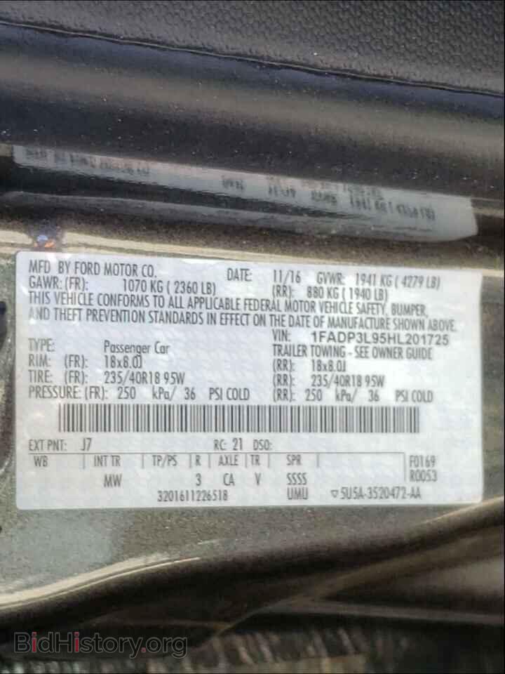 2017 FORD FOCUS - VIN: 1FADP3L95HL201725 - Фото 10