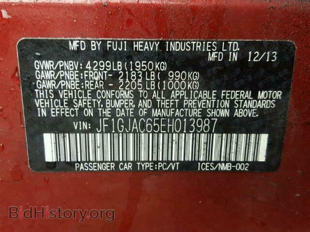 2014 SUBARU IMPREZA - VIN: JF1GJAC65EH013987 - Фото 10