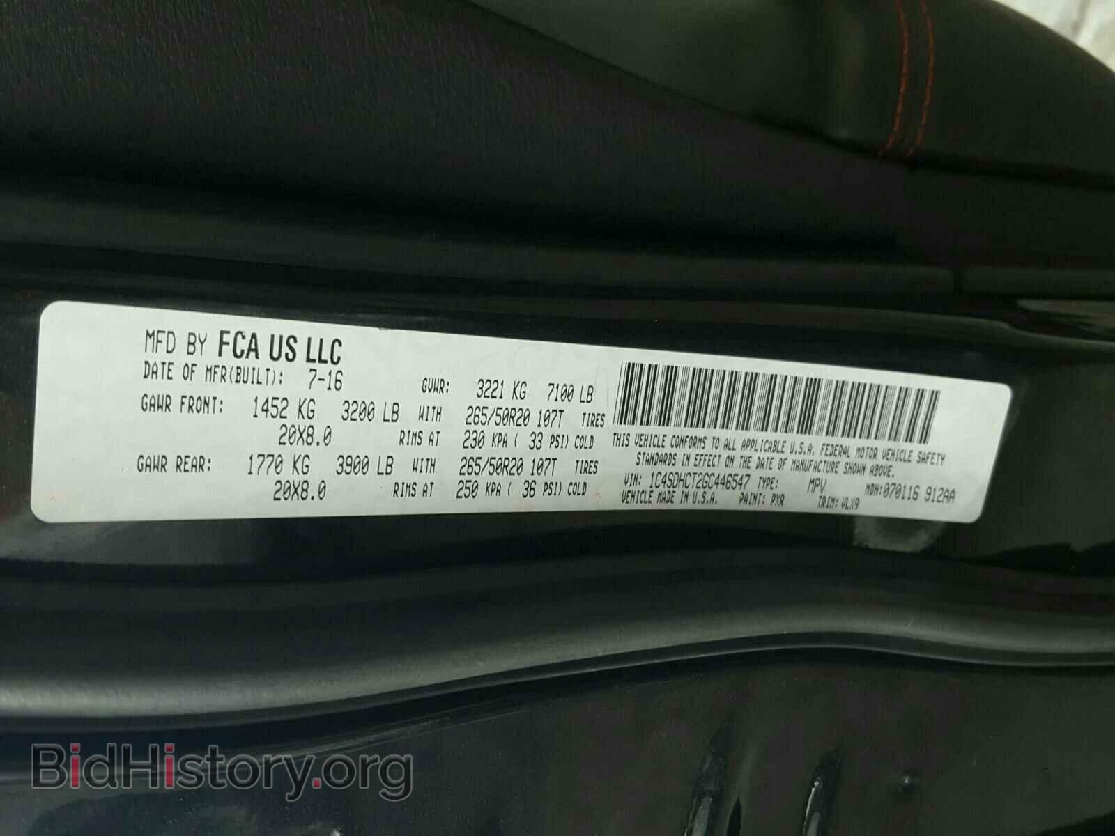 2016 DODGE DURANGO - VIN: 1C4SDHCT2GC446547 - Фото 10