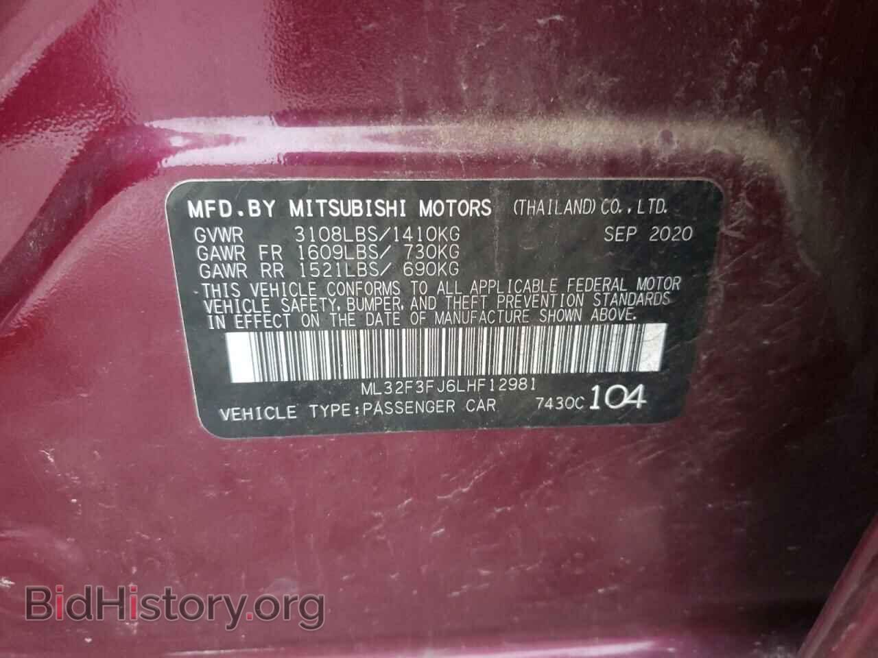 2020 MITSUBISHI MIRAGE - VIN: ML32F3FJ6LHF12981 - Фото 10