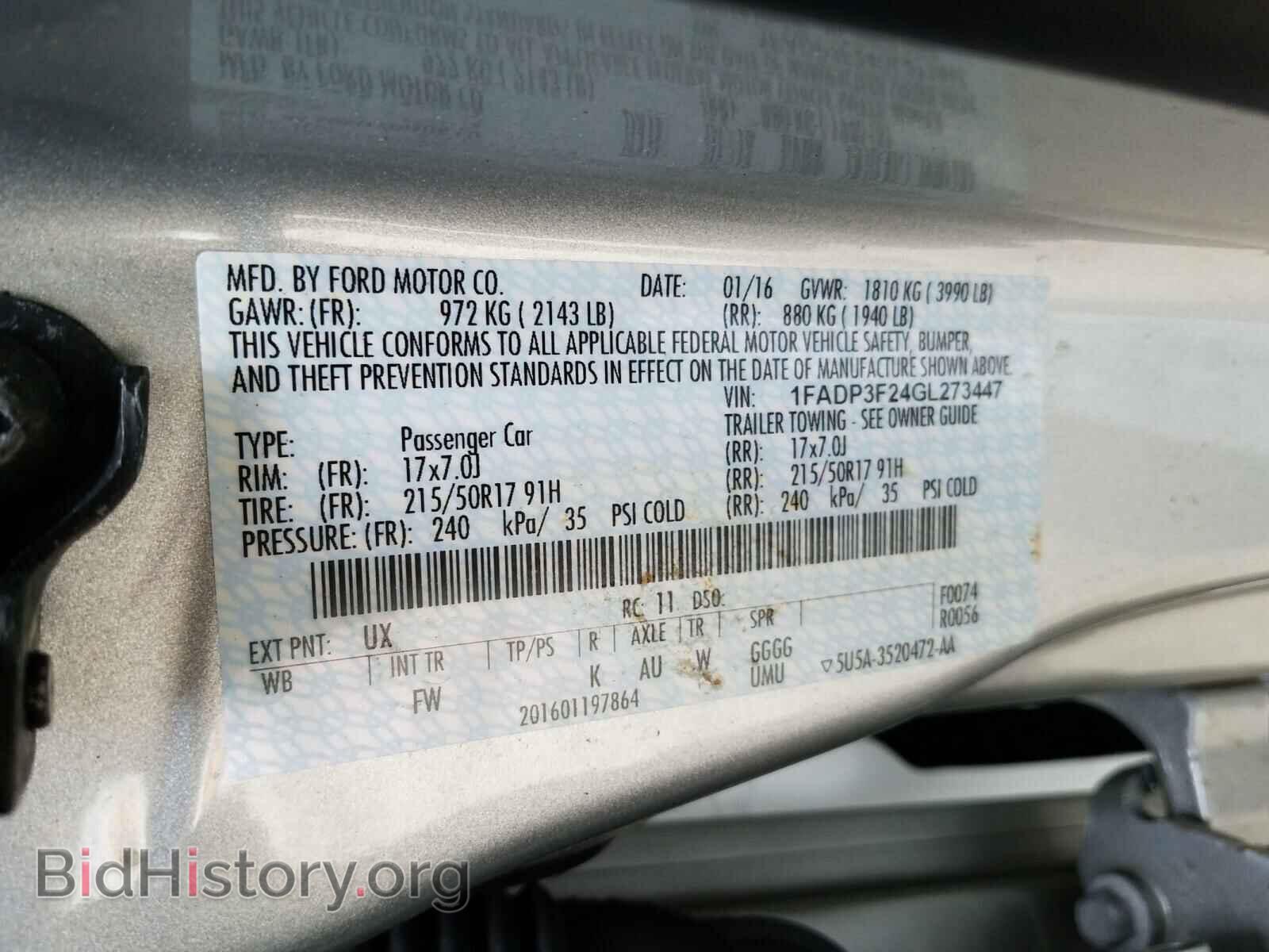 2016 FORD FOCUS - VIN: 1FADP3F24GL273447 - Фото 10