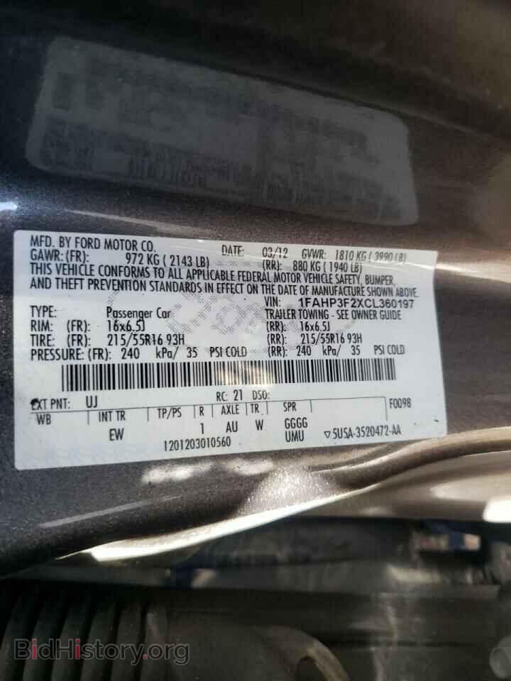 2012 FORD FOCUS - VIN: 1FAHP3F2XCL360197 - Фото 10
