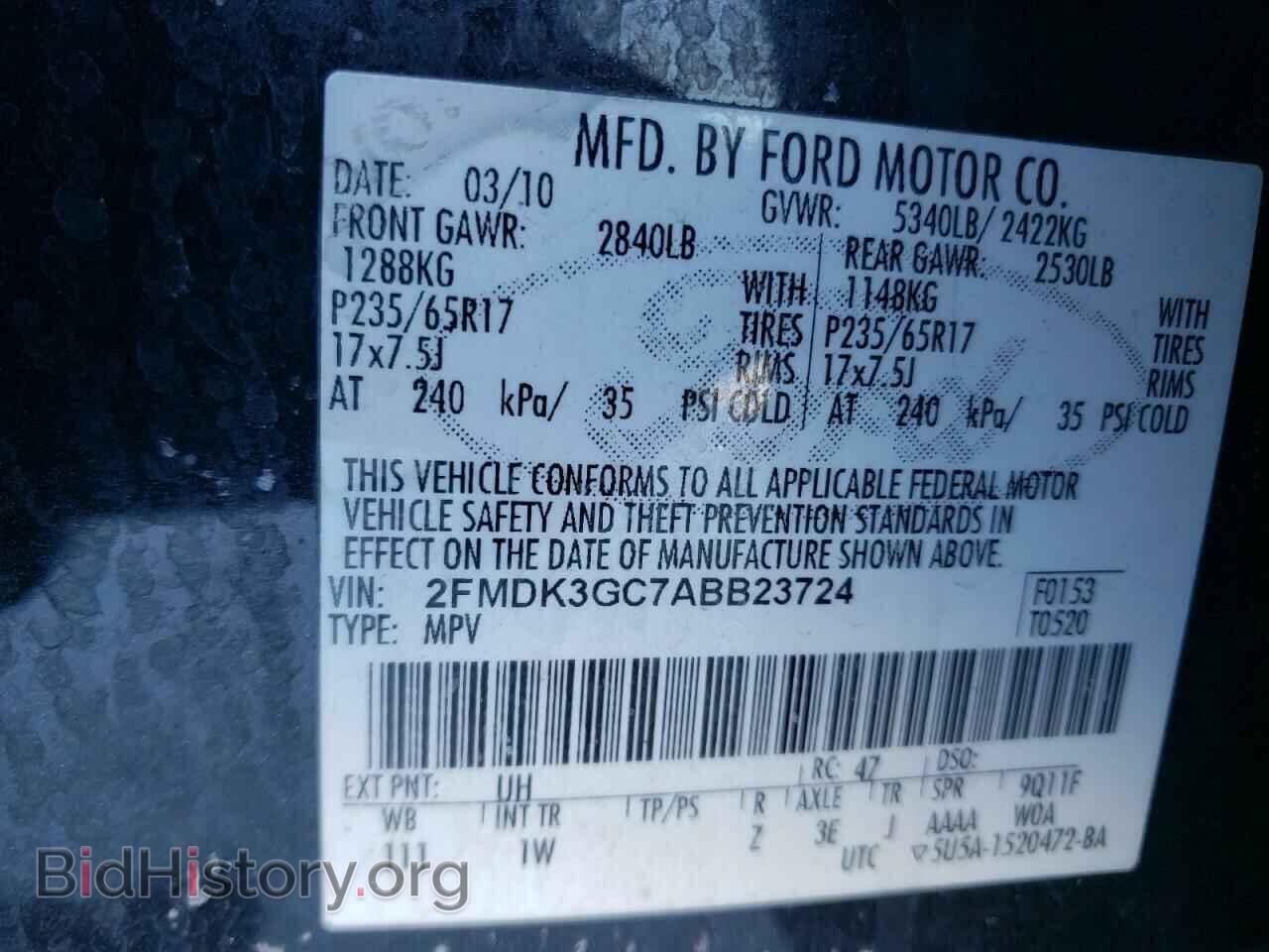 2010 FORD EDGE - VIN: 2FMDK3GC7ABB23724 - Photo 10