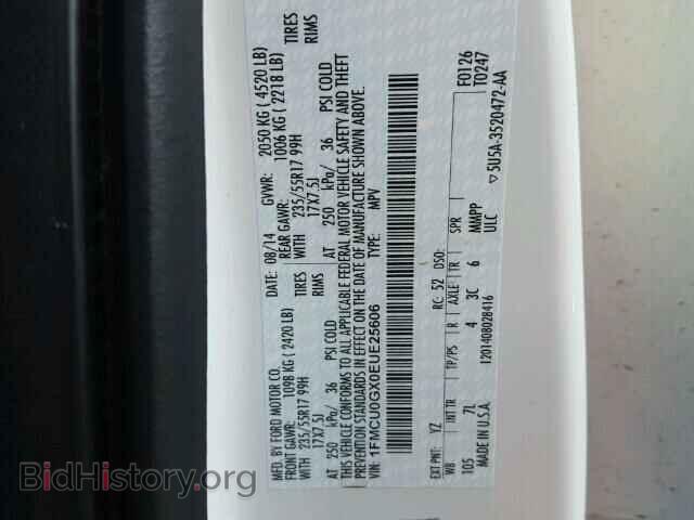 2014 FORD ESCAPE - VIN: 1FMCU0GX0EUE25606 - Фото 10