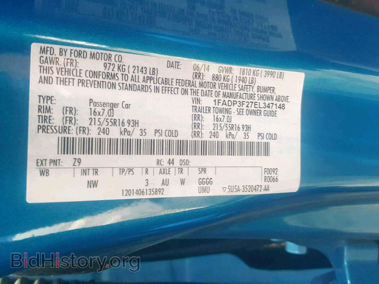2014 FORD FOCUS SE - VIN: 1FADP3F27EL347148 - Фото 10